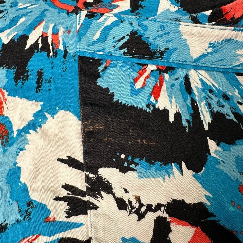 Landau Women's M Floral Scrub Top‎ - Blue and Red - Picture 3 of 8